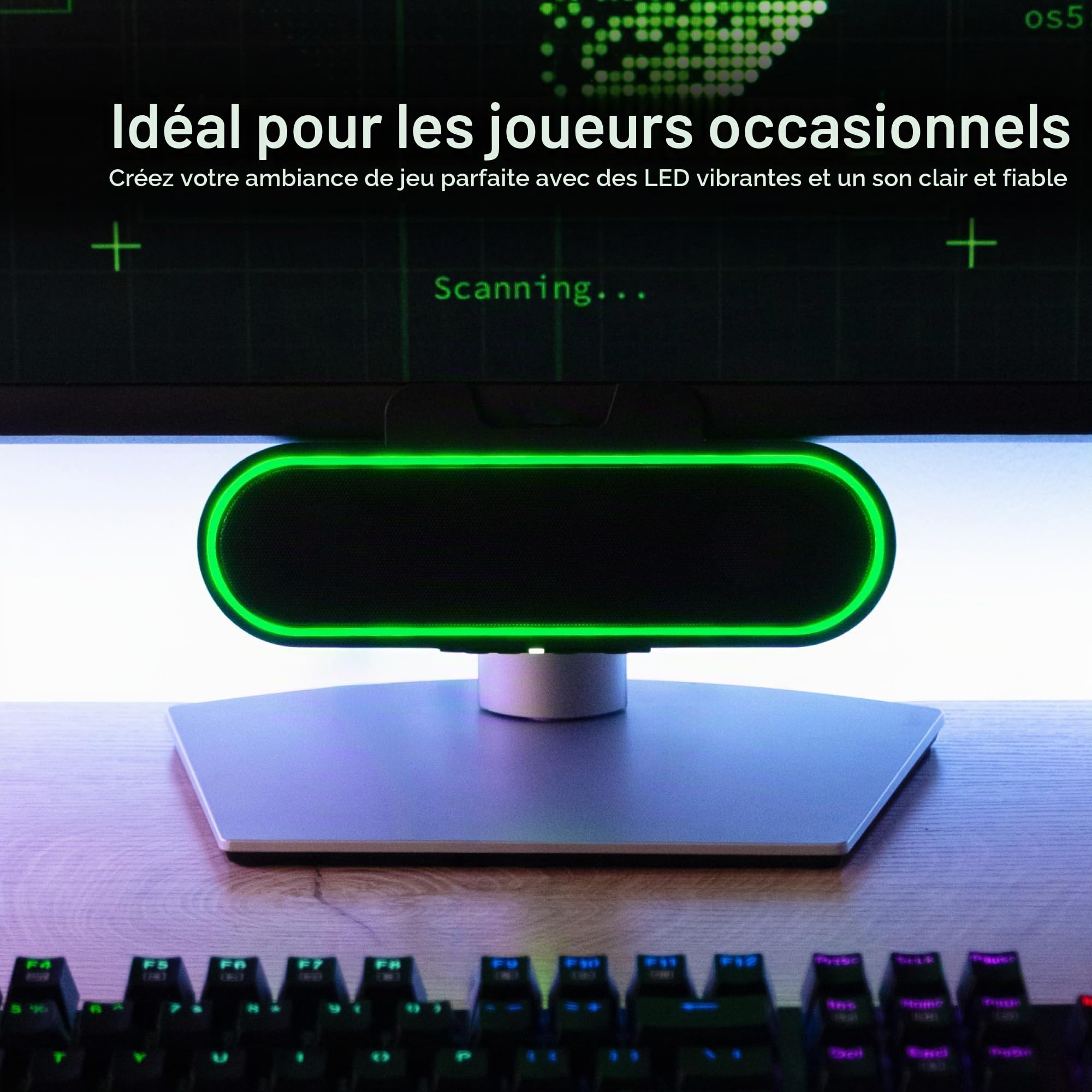 Cyber Acoustics CA-2890GX Barre de haut-parleur USB, 10 W, lumières LED à