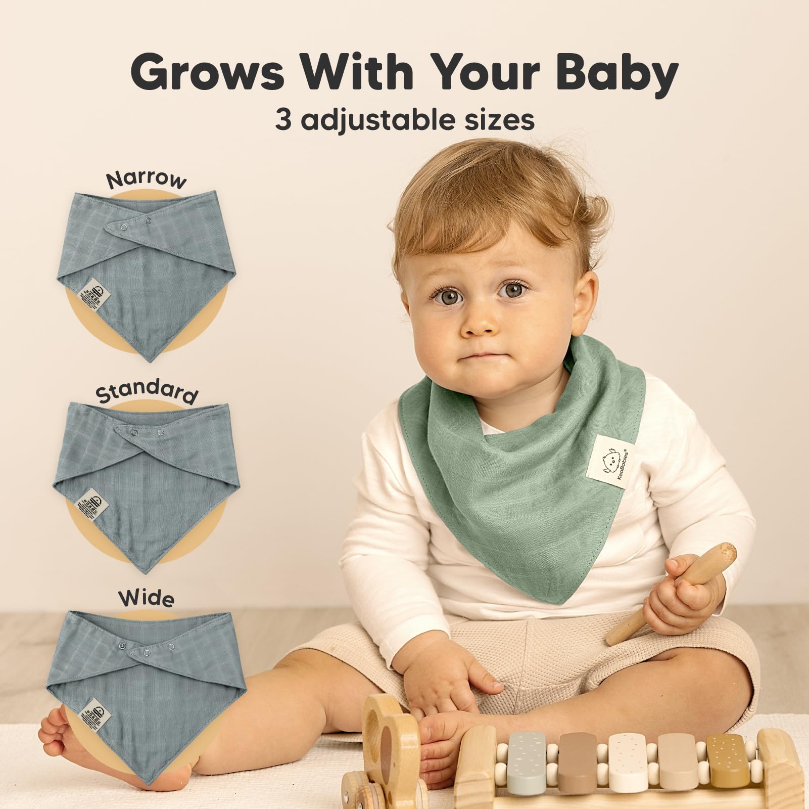 8-Pack Musselin Baby Lätzchen für Jungen, Mädchen - Bandana Breieckstuch Baby Girl & Boy, Sabberndes Neugeborenes, Kinderzahn, Säugling 0-36 Monate, 100% Baumwolle, Saugfähig & Weich (Mirage)