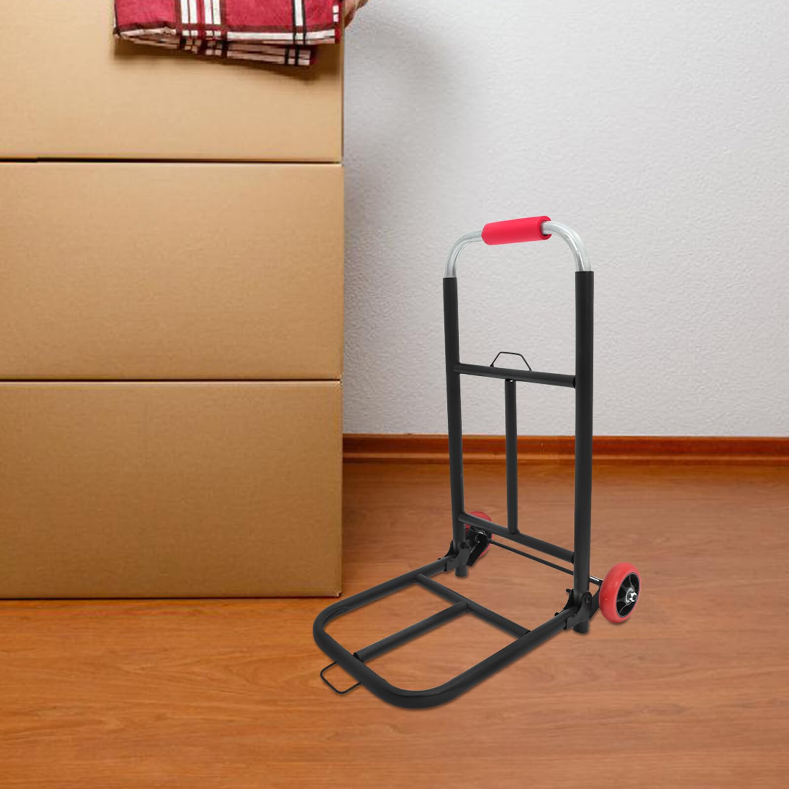 Carro de mano plegable con ruedas de poliuretano, carrito portátil para mamá y carrito de compras para un fácil manejo de materiales y transporte industrial, ligero y