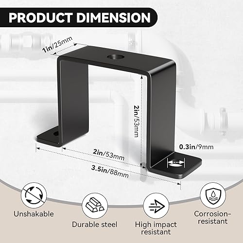 Miniatura 2 de 3 abrazaderas de correa de tubo cuadrado de 2 x 2 pulgadas  Soporte de acero en forma de U  Abrazadera de tubo cuadrada con recubrimiento de polvo