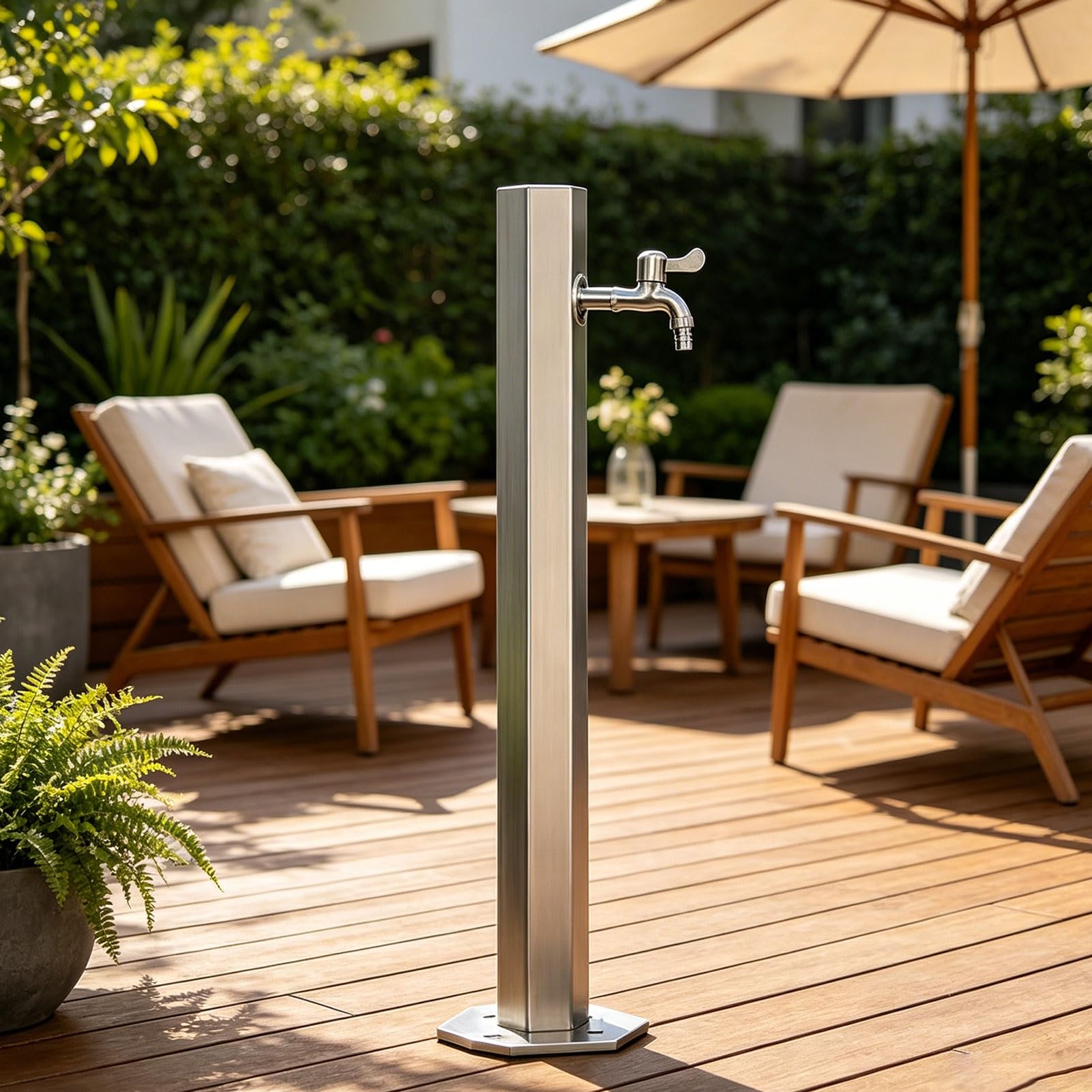 Sxbhdm One Color 304 Stainless Steel Outdoor Garden Water Column, Freestanding Hose Stand With Faucet, Antifreeze Frost Free Vertical Water Tap For Courtyard And Lawn(Slim Height: 86Cm/33.9In)