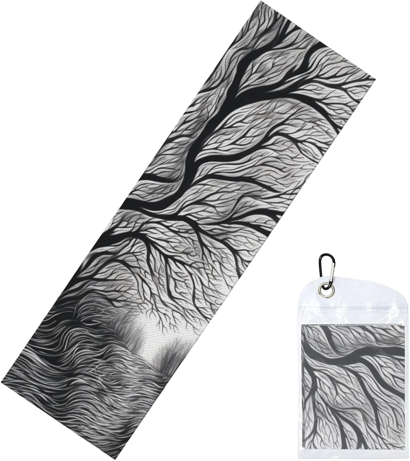 Cooling Towel (40″x12″) Quick Dry Ice Towel Painting Black and White Cooling Towels for Neck Soft Breathable Chilly Towels Microfiber Cool Rags Cooling Neck Wraps for Yoga Golf Gym