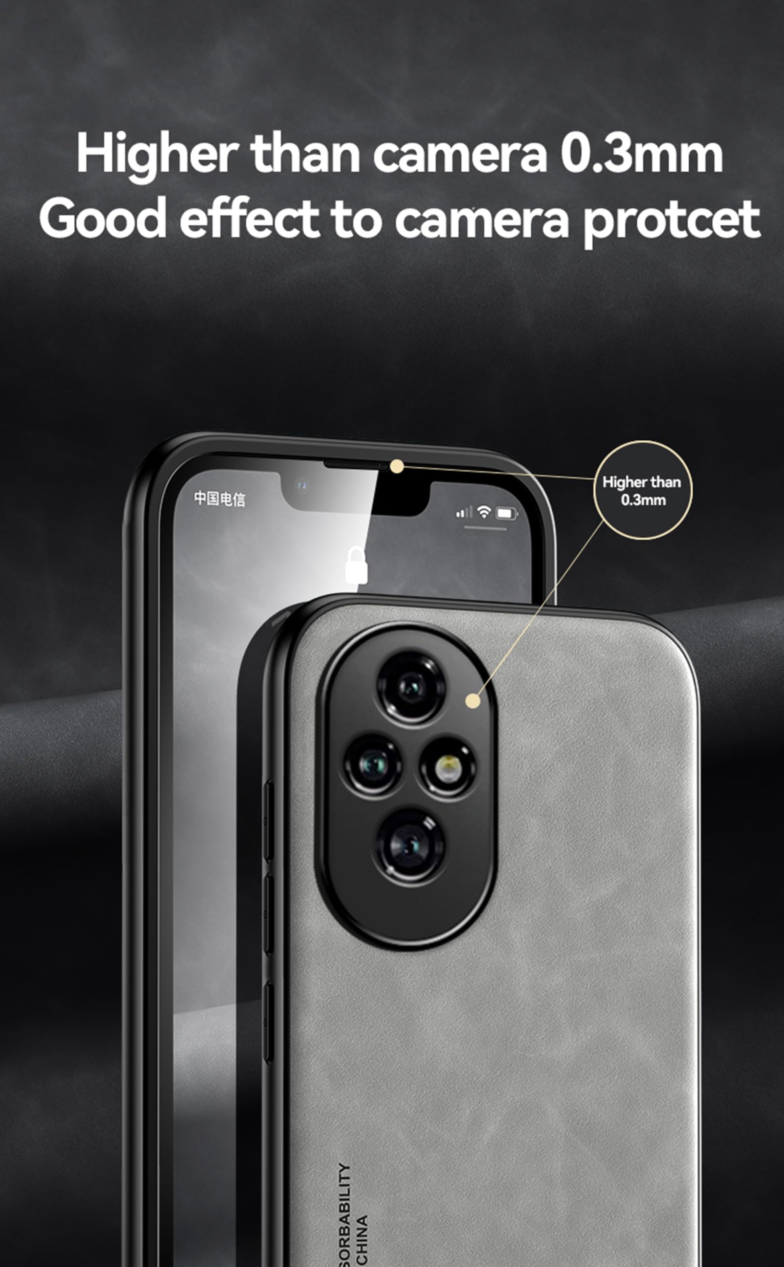 TIANCI Case For Honor 90, Skin Texture Is Non-Slip And Shockproof Phone Case, [Skin-Friendly PU Leather] [Ultra-Thin TPU] Cover For Honor 90 Black - View #3