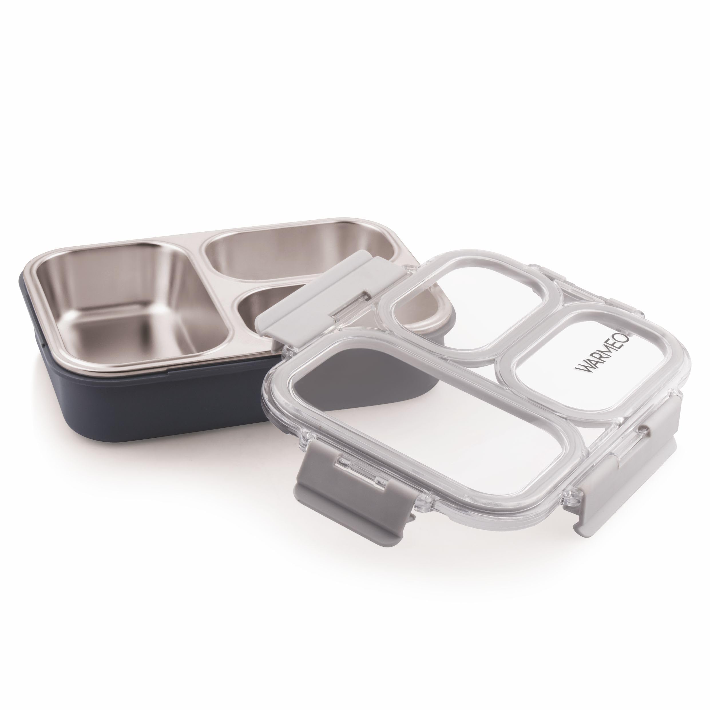 WARMEO BENTO Microwave-Safe Stainless Steel Lunchbox with 3 compartments,bpa Free,Perfect for Office, School, Travelling, 750ml-Grey discount deal