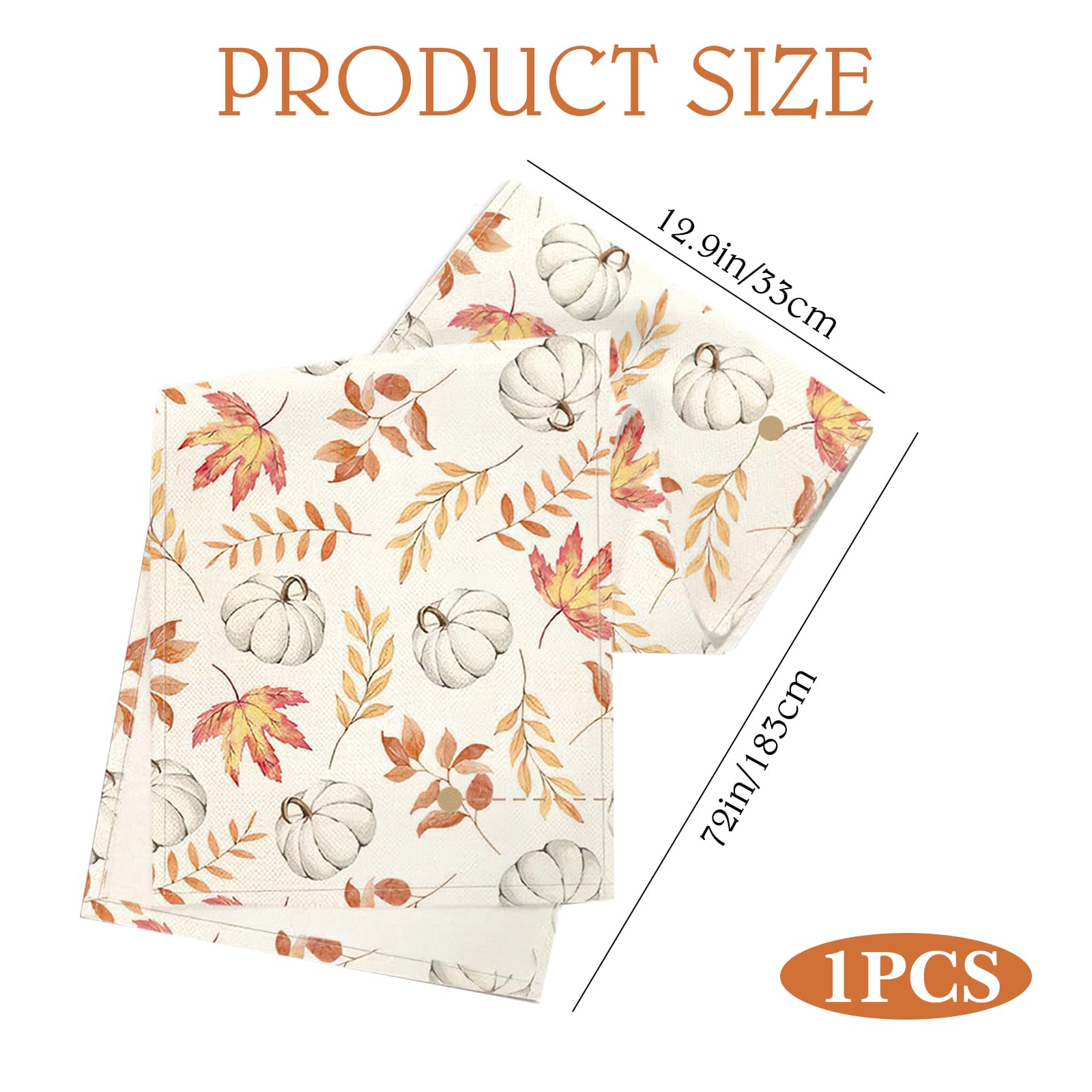 Fall Orange Pumpkin Maple Leaves Table Runners, Autumn Table Runner, Autumn Maple Leaves Table Runners, Autumn Decoration - Image 2