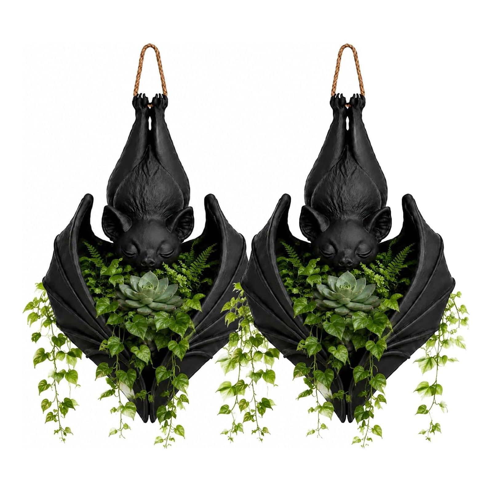 Crzvnea 2Pcs Hanging Bat Plant Pot,3D Printed Gothic Bat Planter For Flowers & Vines (2Pcs)