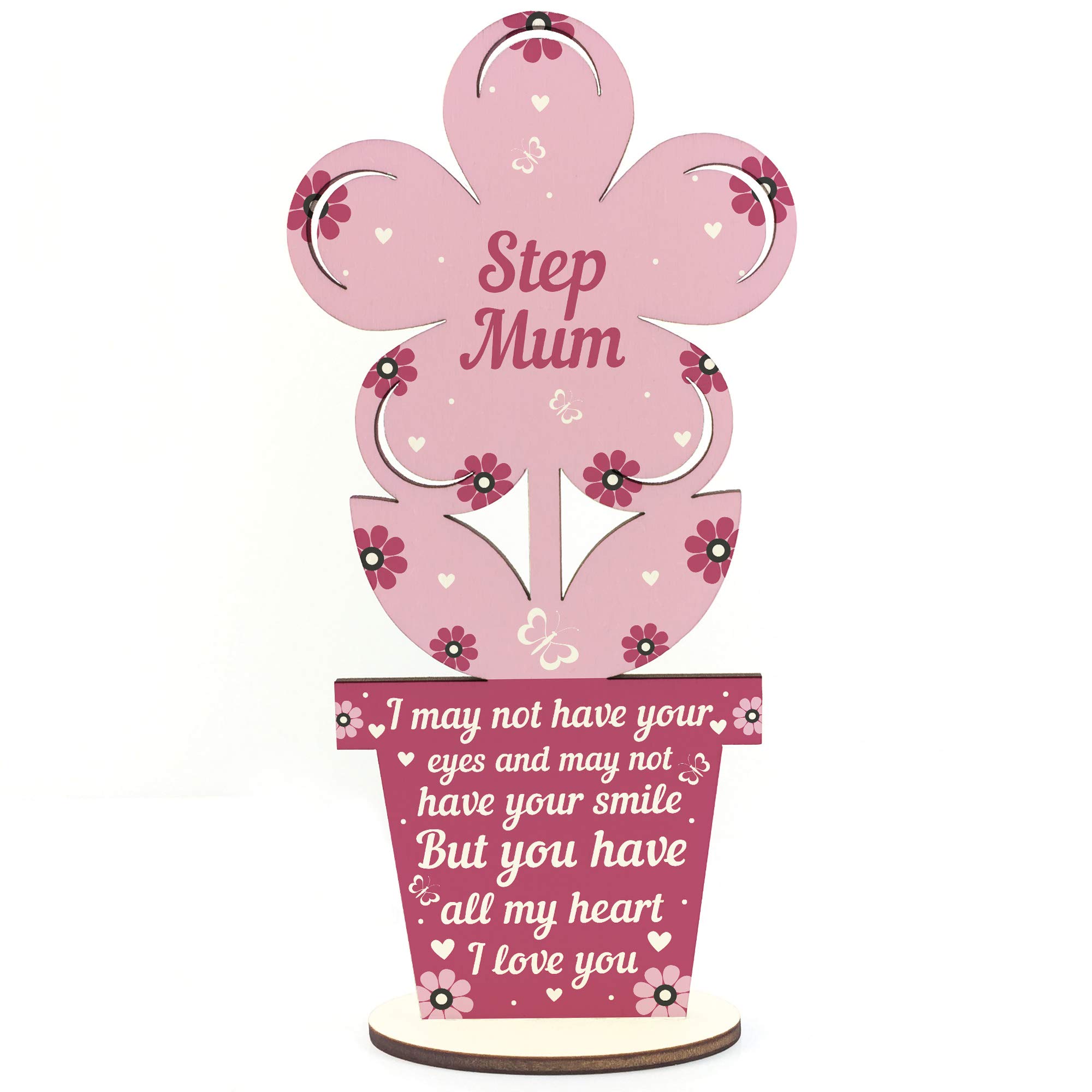 Red Ocean Step Mum Wooden Flower Step Mum Birthday Gift Thank You Keepsake Mum Gift
