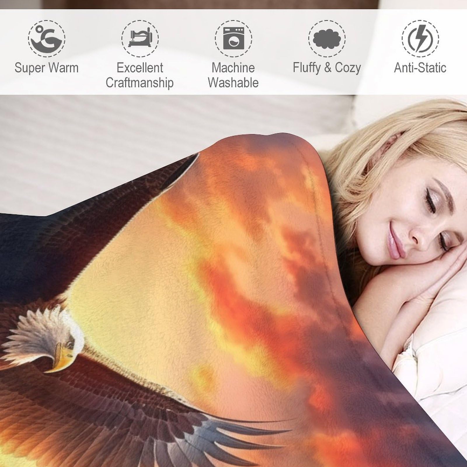 Adler Flannel Fleece Decke 180×200cm Superweiche Plüsch-Bettdecke Sofadecke