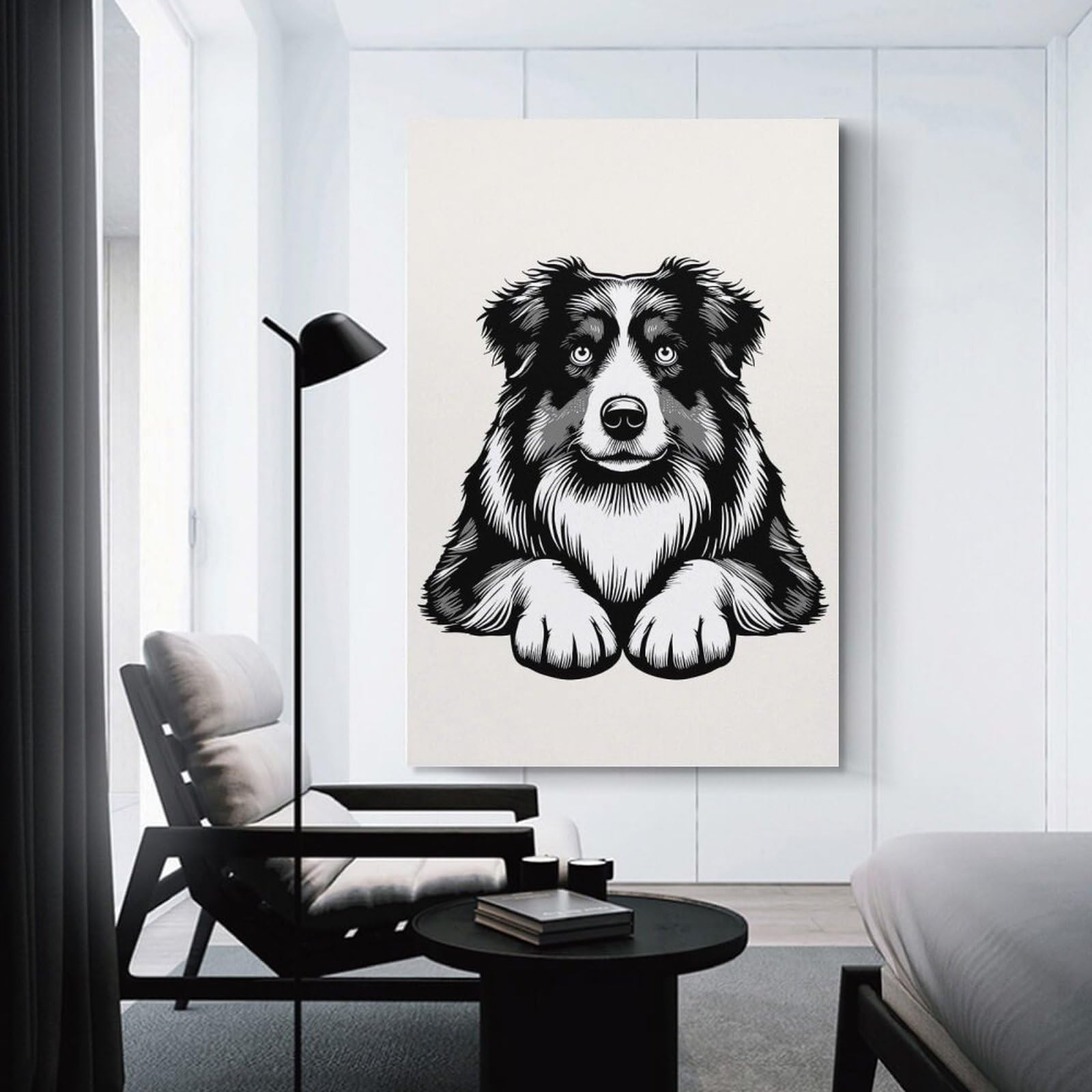 Junmoney Australian Shepherd(2) Decorative Canvas Print 20x30inch(50x75cm), for Gallery Wall Layouts in Home Or Office, Home Wall Art for Statement Displays