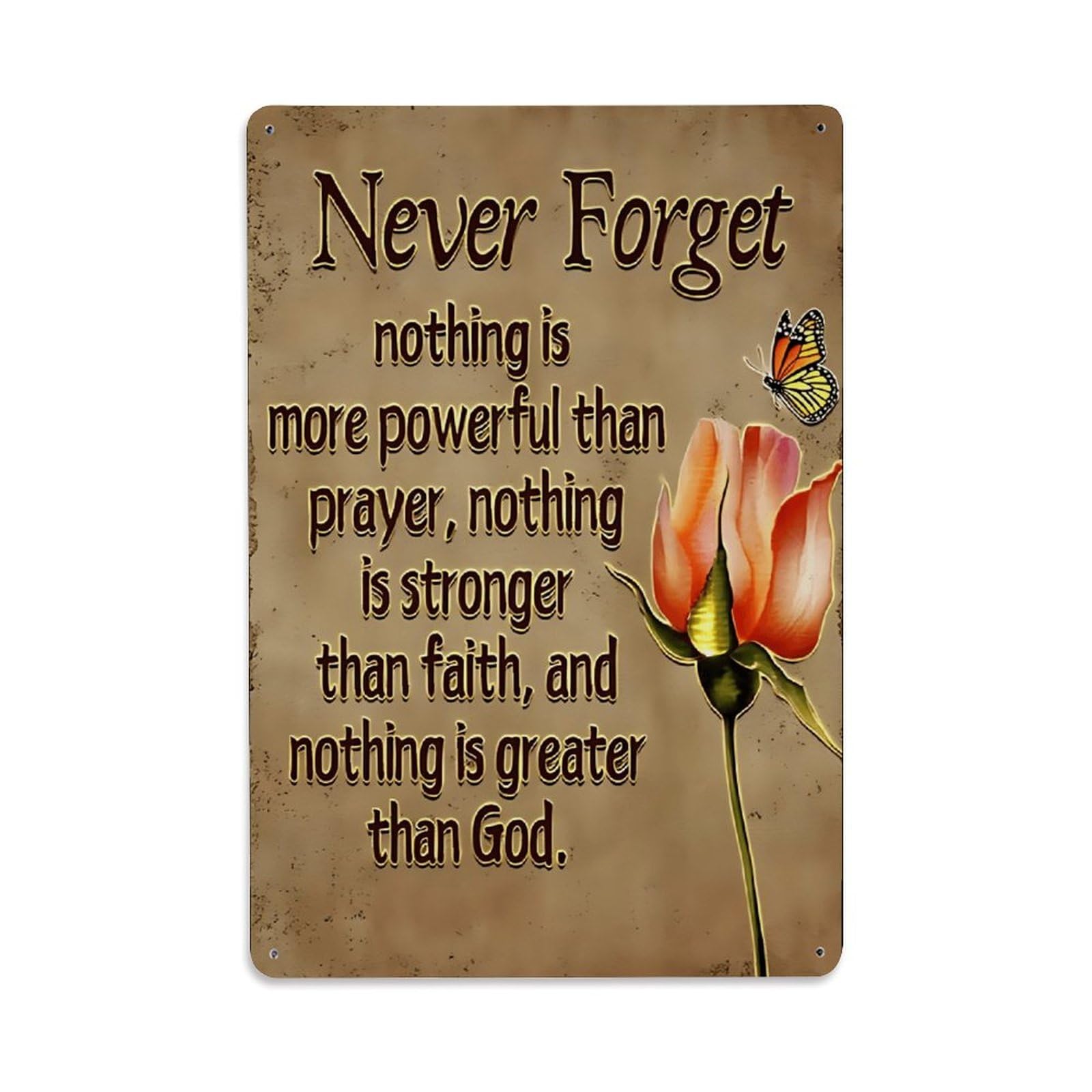 Never Forget Prayer Faith God Sign Vintage Aluminium Metal Sign, Retro Wall Decor for Home, Bar, Garage & Farmhouse 30x20cm