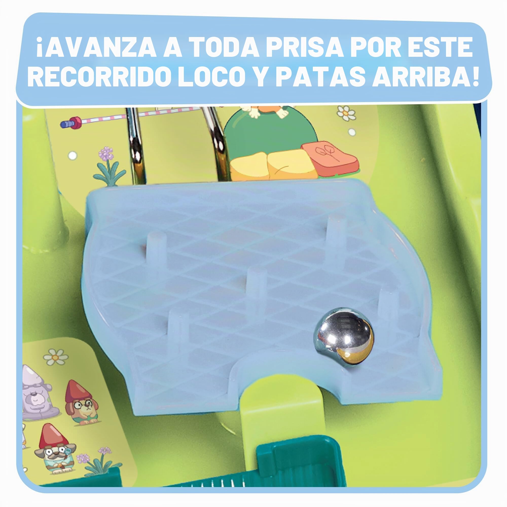 TOMY Bluey Screwball Scramble Marble Maze - Carrera de obstáculos de mesa de ritmo rápido para niños - Juegos de jardín de infantes y preescolares - Regalos Bluey para niños - 1-4 jugadores - A partir