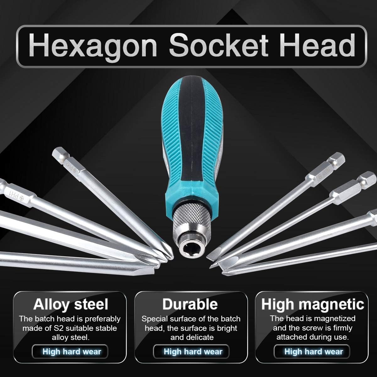 KATUR 9pcs Precision Screwdriver Set, Multi-Bit Tools Repair Screw Driver Screwdrivers Kit, Including 1Pcs Handle, 4Pcs Cross Screwdriver, 4Pcs One Word Screwdriver