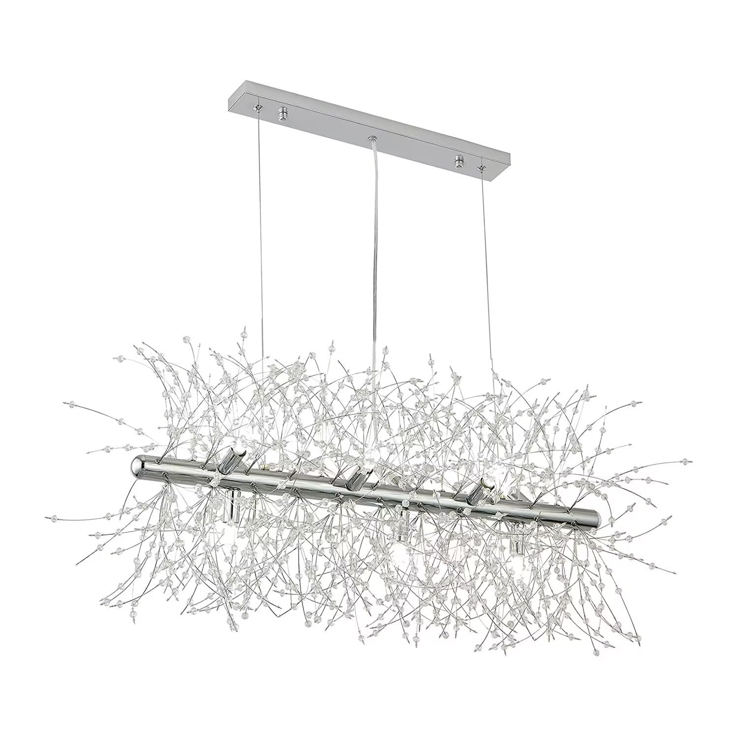 HYJAUSXB Modern Crystal Dandelion Firework Chandelier for Bedroom Living Room Dining Kitchen Contemporary Satellite Lighting Fixture