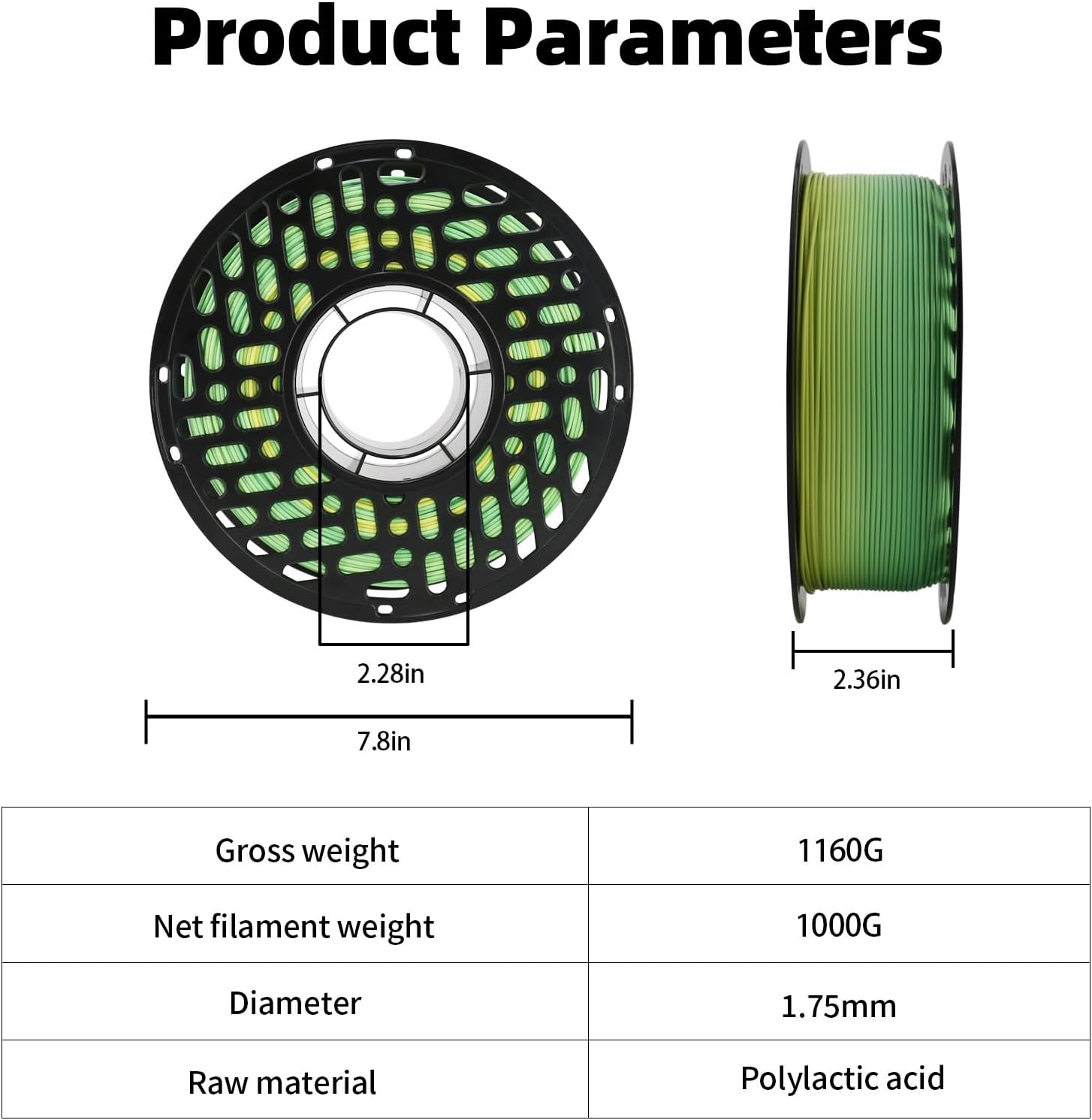 Rainbow PLA 3D Printer Filament 1.75mm, Neatly Wound Multicolor Gradient Material, +/- 0.02mm, Fit Most FDM Printers, 1kg Spool (2.2lbs) - Rainbow Chinese Bamboo