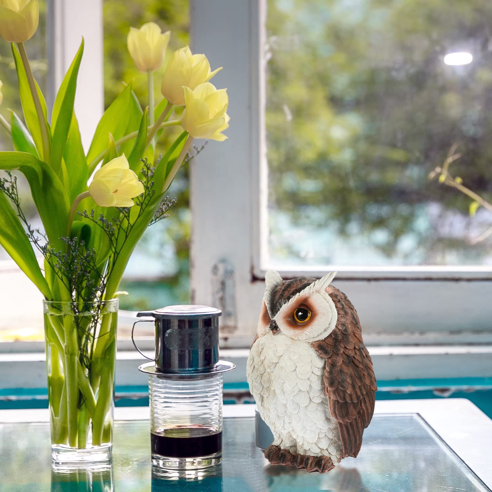 Klein uilbeeldje - Hars Uilbeeld Schattig - Miniatuur Uil Landschap
