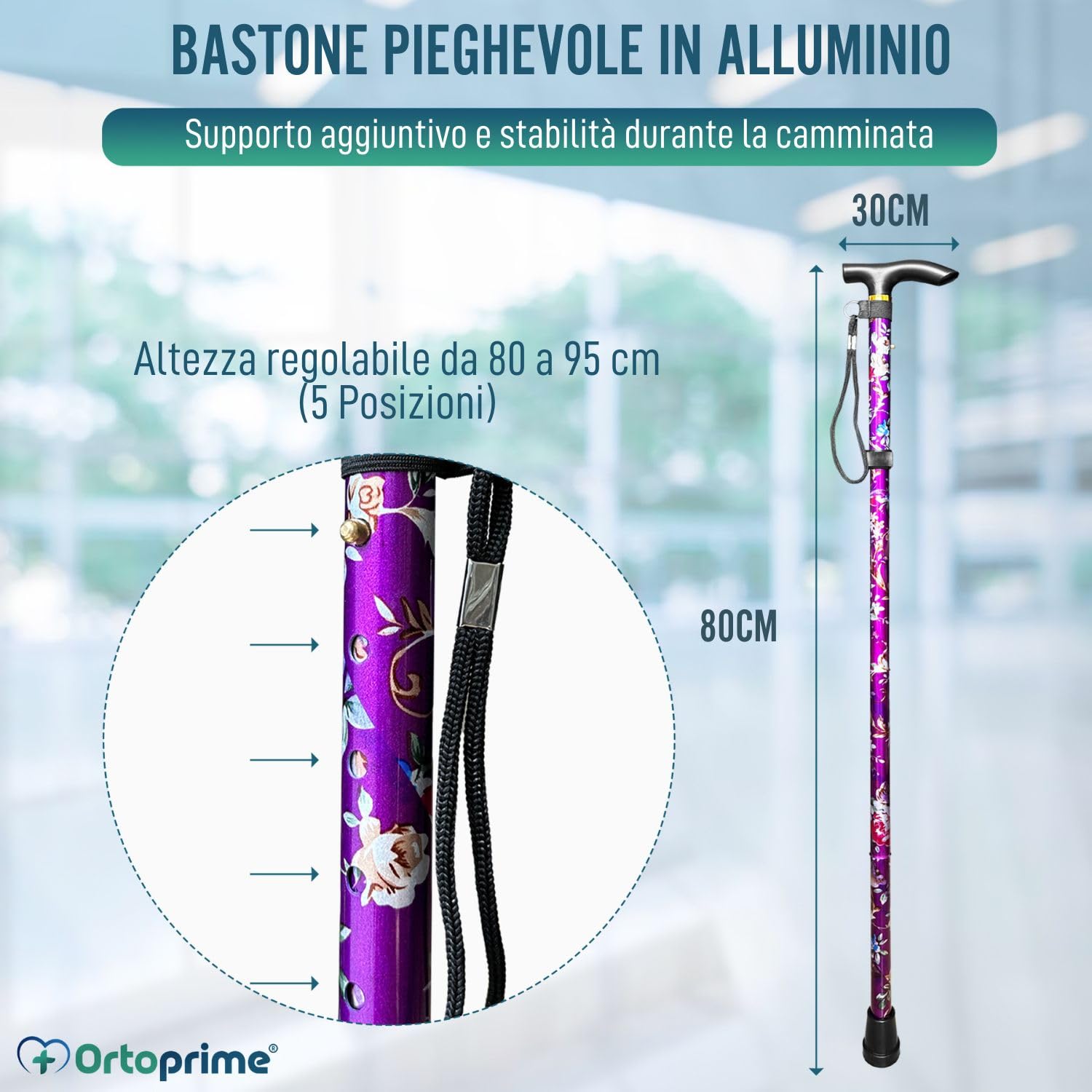 PEPE Mobility Bastone per Anziani Pieghevole, Bastone da Passeggio Regolabile in Altezza, Uomo, Donna (Nero