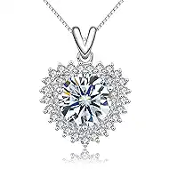 5CT Moissanite Pendant Necklace for Women 925 Sterling Silver Necklace with Moissanite Diamond D Color Ideal Cut Diamond Necklace Gift for Women Men Mom