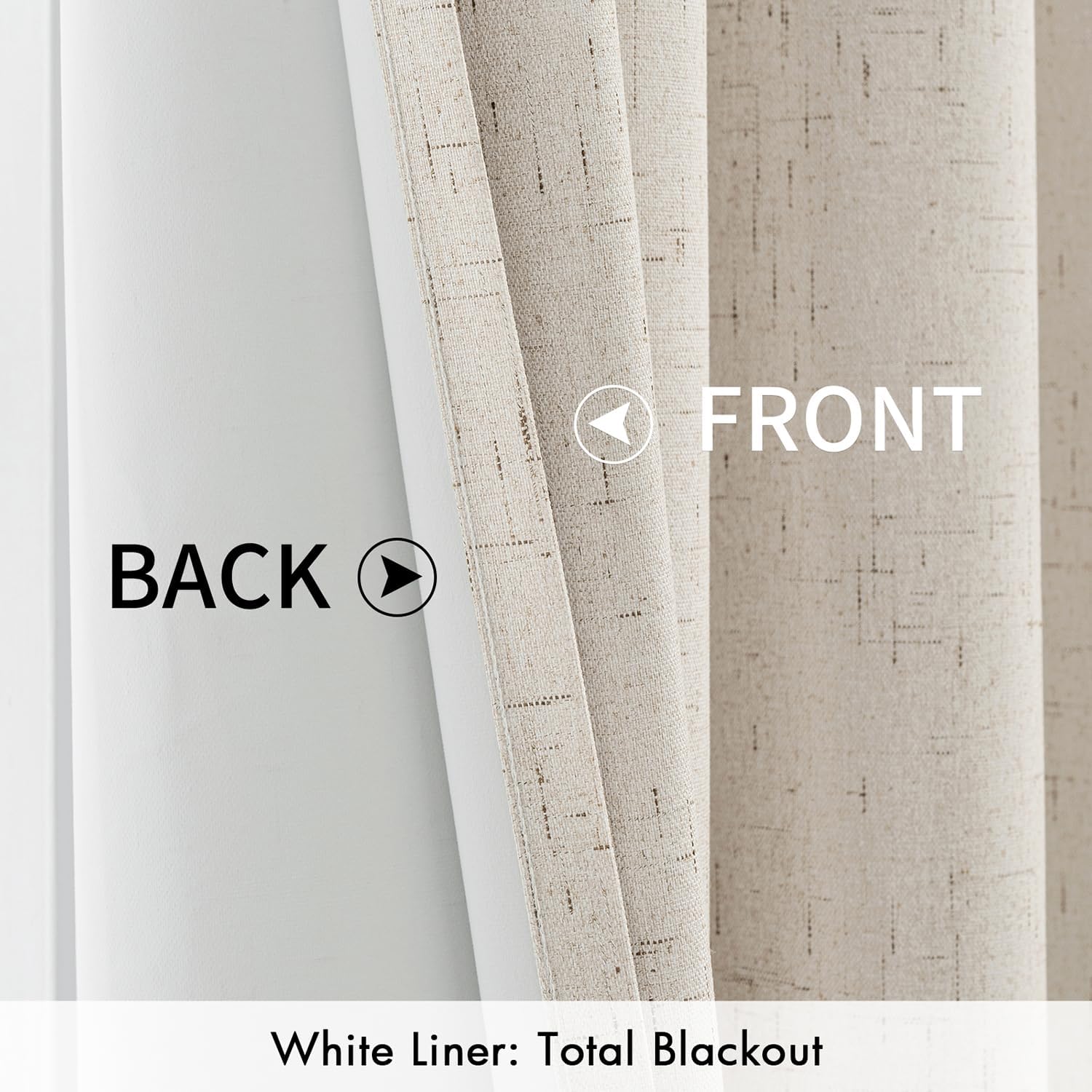MIULEE Linen Textured 100% Blackout Curtains for Bedroom 84 Inches Long Cream Thermal Insulated Black Out Curtains/Draperies with White Liner for Living Room/Nursery, Grommet Top, 2 Panels