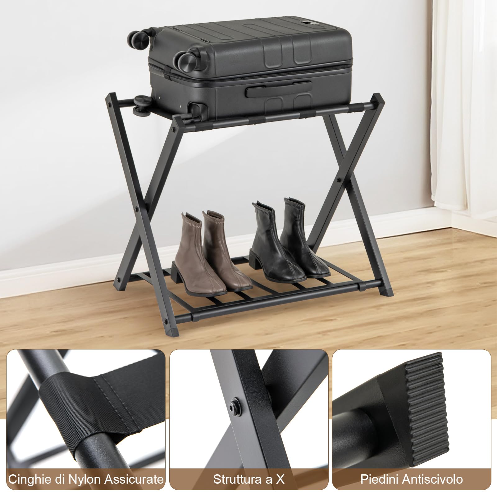 Supporto Per Valigie Royal Catering - Pieghevole, Acciaio Inox, Capacità 50 Kg, Per Garage O Casa - Foto 2