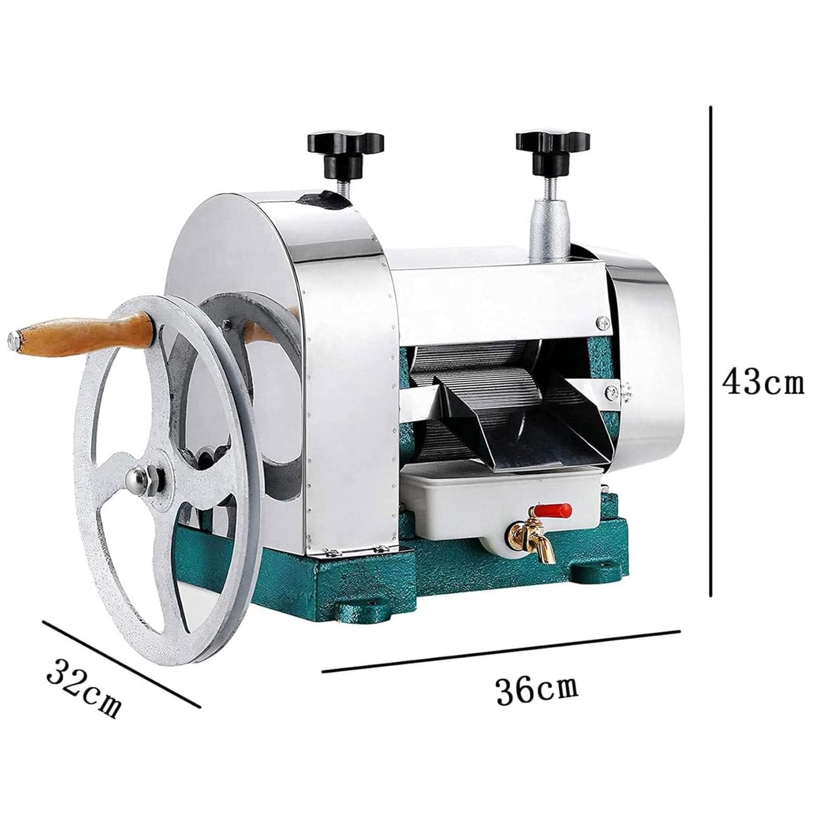 Macchina per spremitura commerciale in acciaio inox, macchina per spremitura della canna da zucchero, spremiagrumi manuale, 50 kg/h, porta di alimentazione da 2,48 pollici, 3 rulli in acciaio, per n
