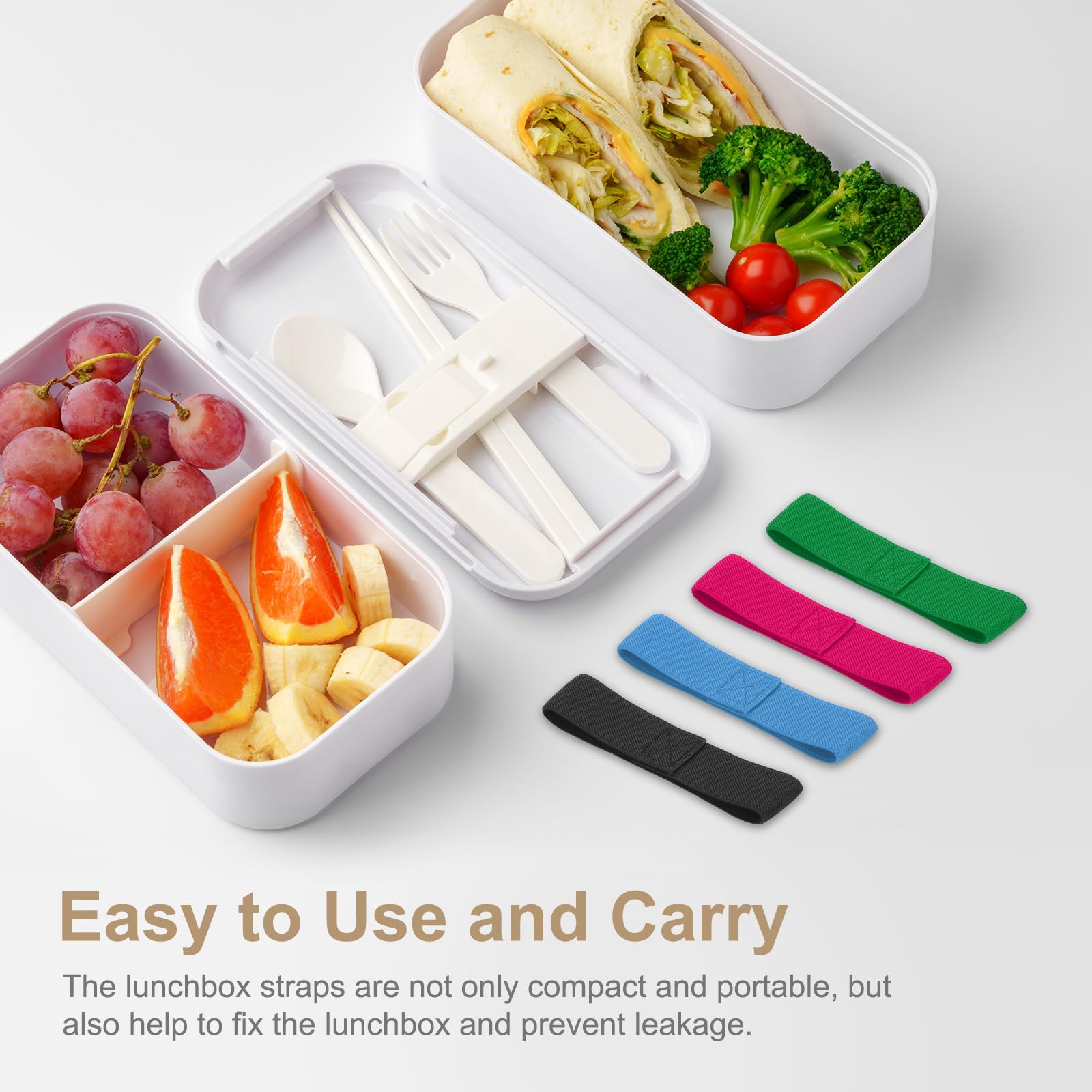 5 Bento Box Gurte | Elastische Haltebänder Für Lunchboxen | 5 Farben | Für Büro, Picknick, Camping