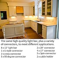 Vista 2 de WOBANE Kit de iluminación para debajo del gabinete, 8 barras de luz LED de 12 pulgadas, luces debajo de la encimera para cocina, armario