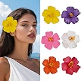 6 Pcs Hawaiian Flower Hair Clips for Women Plumeria Hibiscus Hair Clip Artificial Flower Clips 3.5 Inch Floral Hair Barrettes for Summer Vacation Beach Party Girls Holiday Gifts