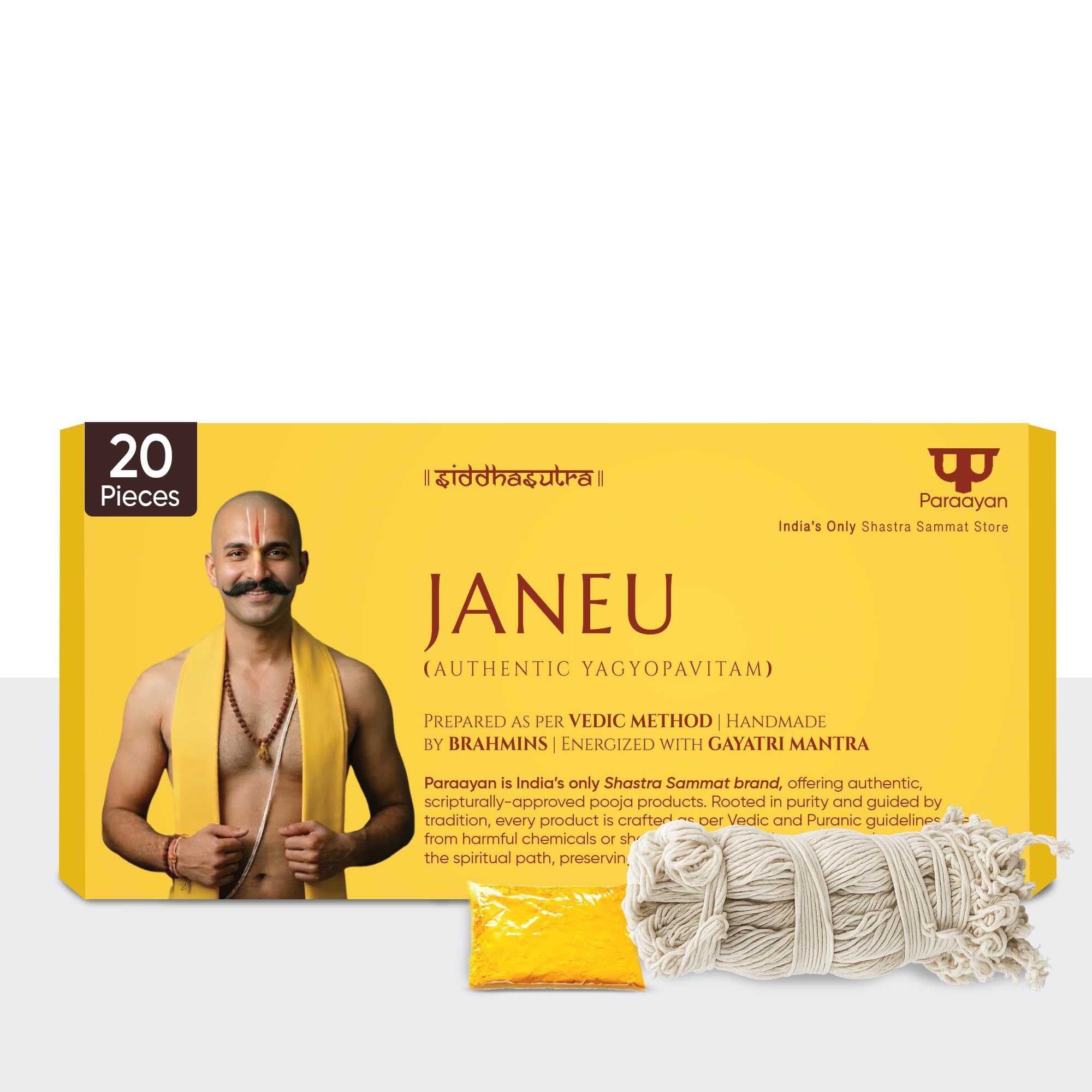 Janeu Yagyopavit Dhaga for Brahmin | 20 Pieces Janau | with Haldi Pouch | Pure Sacred Thread for Rituals, Worship, and Spiritual Blessings | Pack of 1 (Yagyo Pavitam for Puja)-image-33