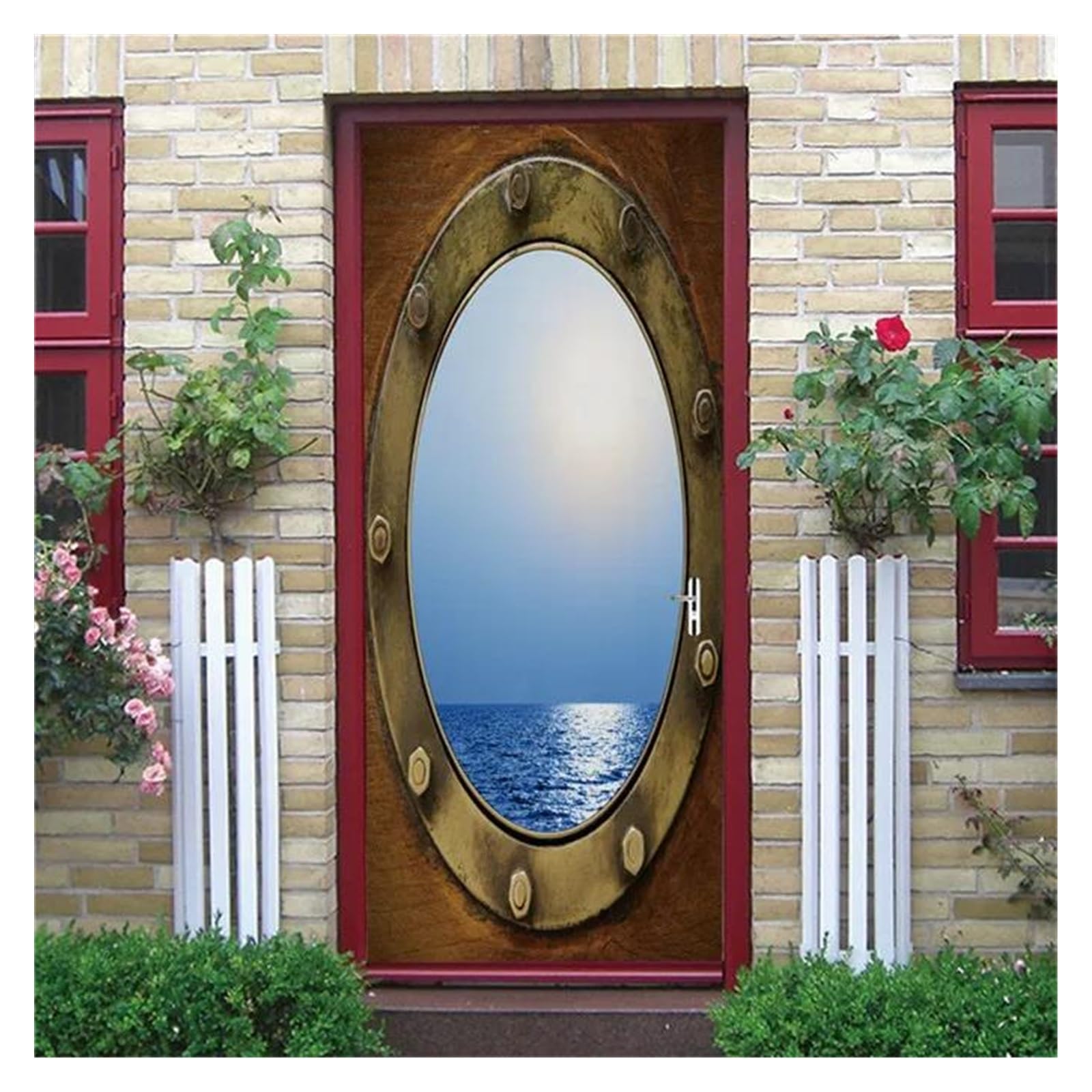 Autocollant de porte trompe l'oeil paysage 3D lavable et repositionnable