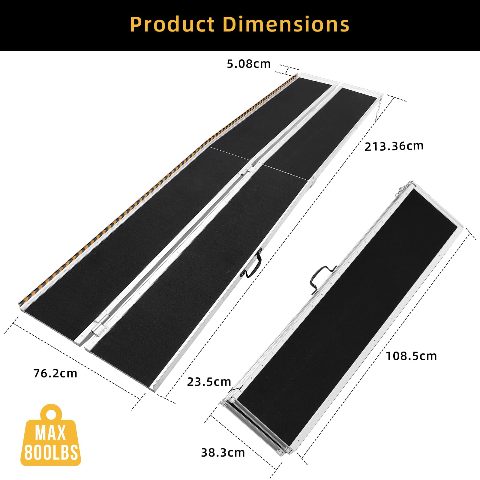 Garvee Rampa Portátil Antideslizante para Silla De Ruedas - Aluminio Plegable y Ligera - Asistente_Reemplazo (Sin Marca Registrada) (Sin Marca Registrada) De Transporte, para Escaleras, Umbrales,