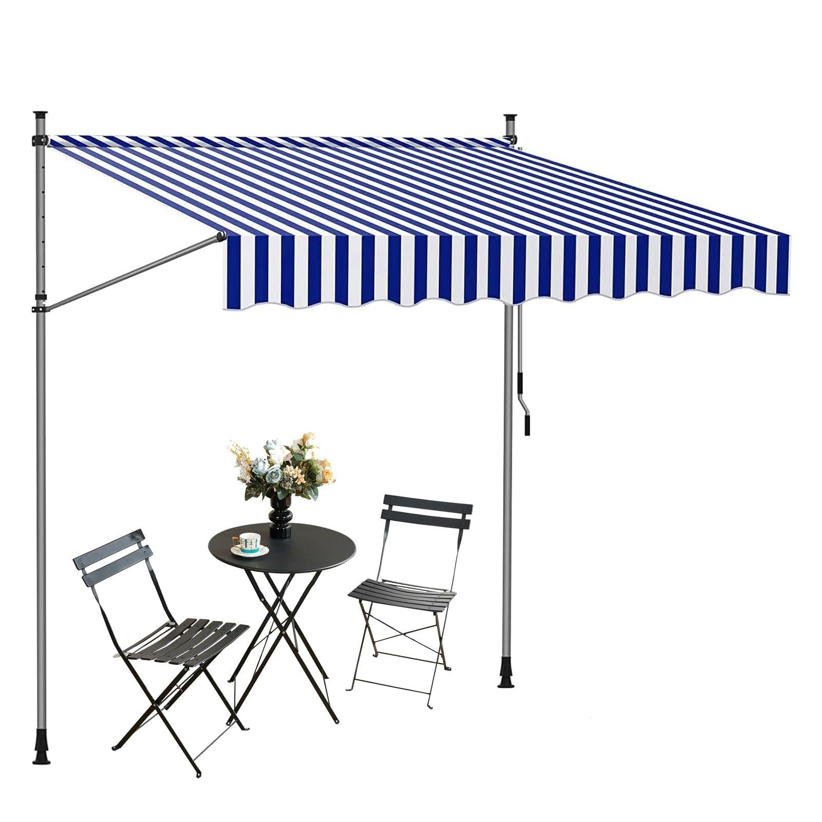 Toldo retráctil manual con altura ajustable y manivela para máxima protección solar en balcón