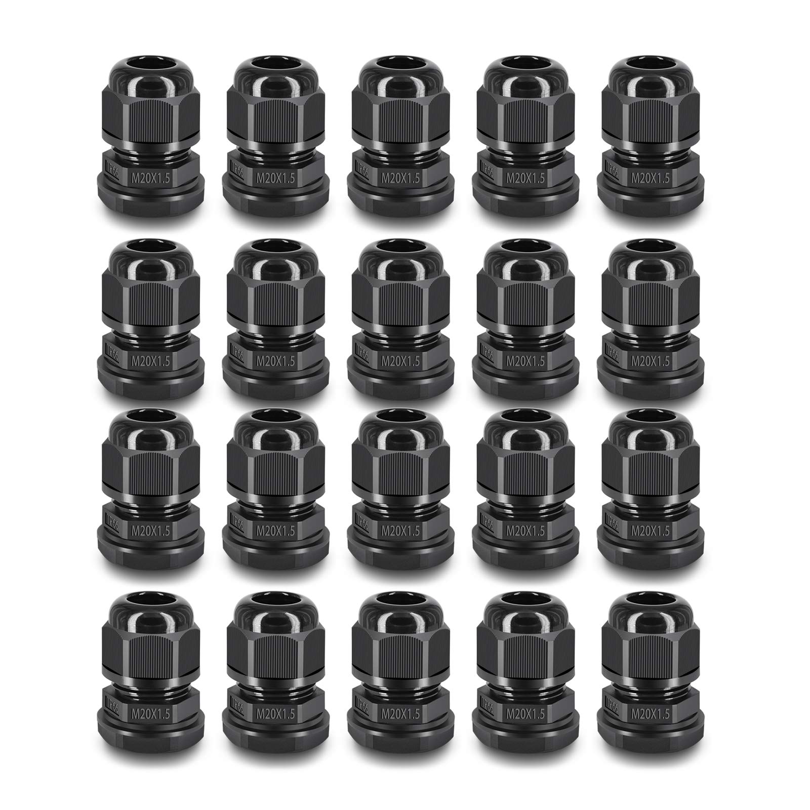 KCMYTONER Adjustable IP66 Rated Waterproof Nylon Joint Compression Cable Glands Connector, 20mm Diameter Fitting Hole, 20 Pack-image-45