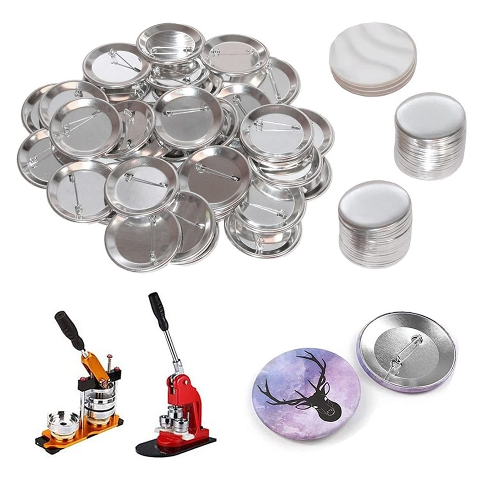 300 szt. Puste przypięte z powrotem metalowy przycisk przypinany Materiały eksploatacyjne Części do odznaki Button Maker(32MM)