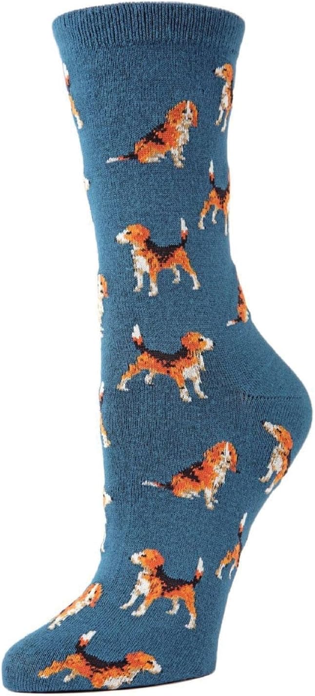 MeMoi Women's American Beagle Rayan Blend Crew Socks