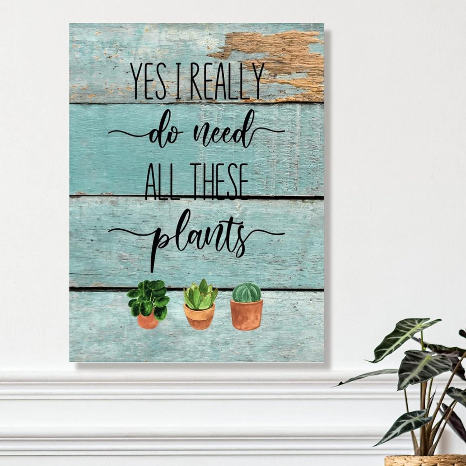 Yes I Really Do Need All These Plants Wood Wall Art Plaque Plant Quotes Sign Plaque Cactus Lover Farmhouse Rustic Wood Home Sign Plaques Entryway Front Porch Wall Decor 18x24in