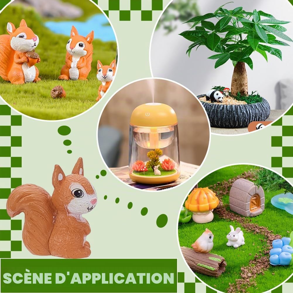 50 Mini Écureuil Miniature en Résine Figurine d'animal de la Forêt 22x11.5x22.5mm Accessoires de Jardin Décorations