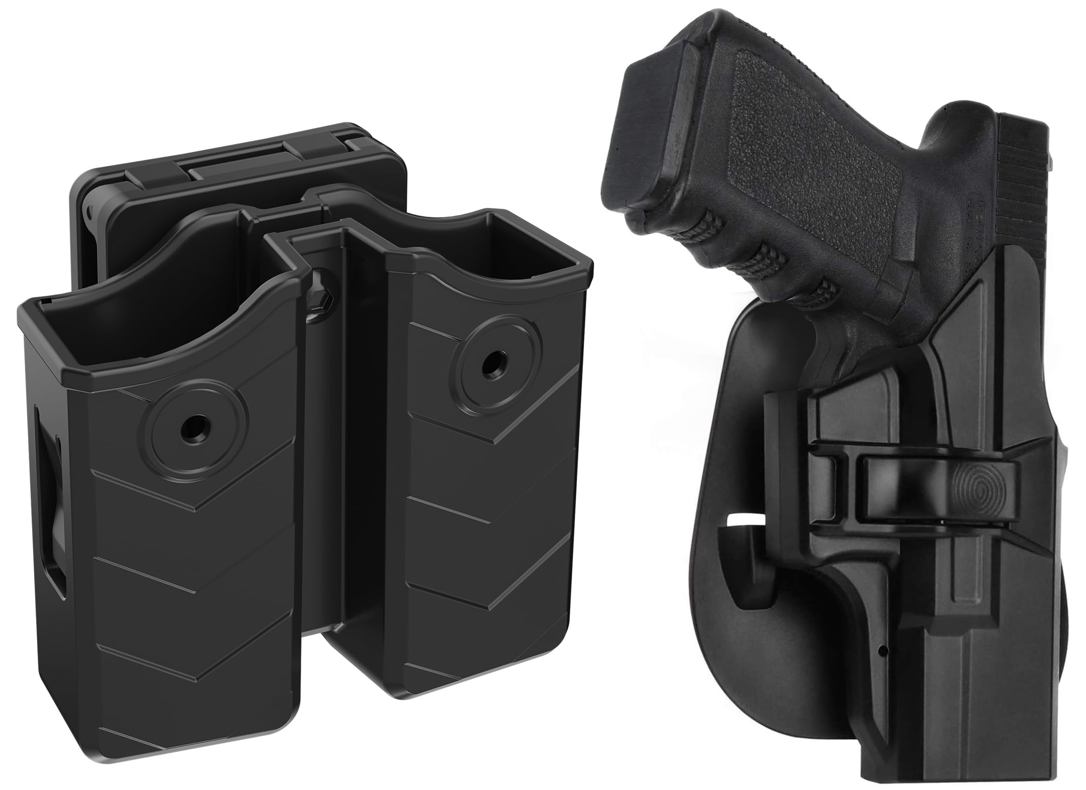 Glock 19 Holster, OWB Gun Holster for Glock 19 19x 23 32 45 (Gen 1-5) and Universal Magazine Holder 9mm .40 Double Stack
