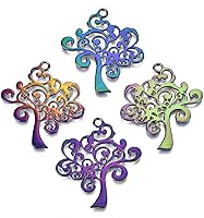 Vista 15 de Colgantes de luna de filigrana arcoíris, Latón, No es una piedra preciosa