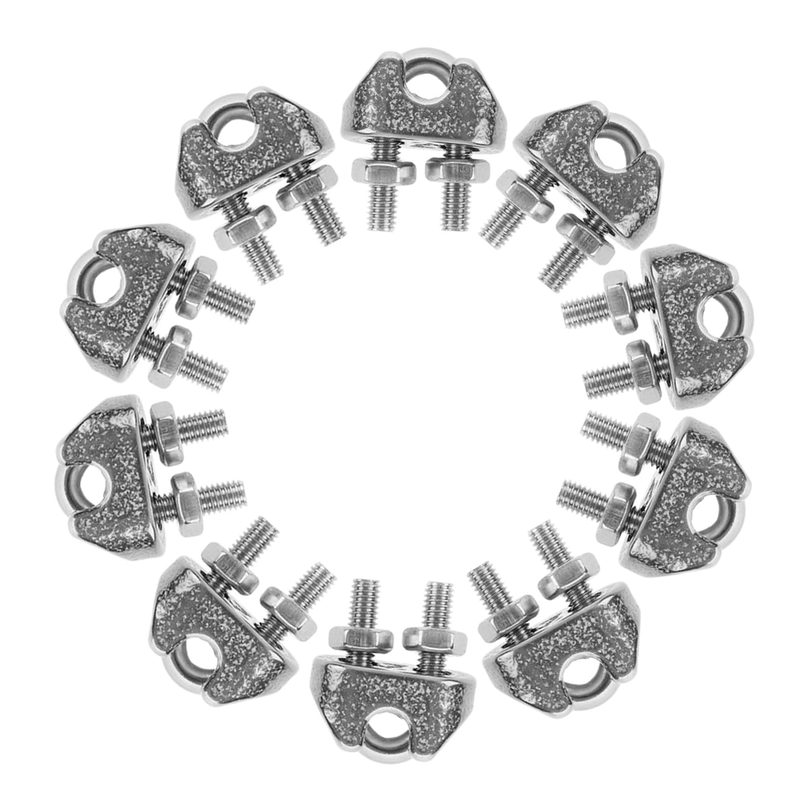 PRETYZOOM 10pcs 304 Stainless Steel Wire Rope Clamps Cable Clips U-clamp for Fencing Cable Management
