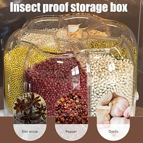 Miniatura 4 de Enfudid Contenedor de almacenamiento de granos de alimentos de gran capacidad, dispensador de arroz de 6 rejillas, caja de almacenamiento de