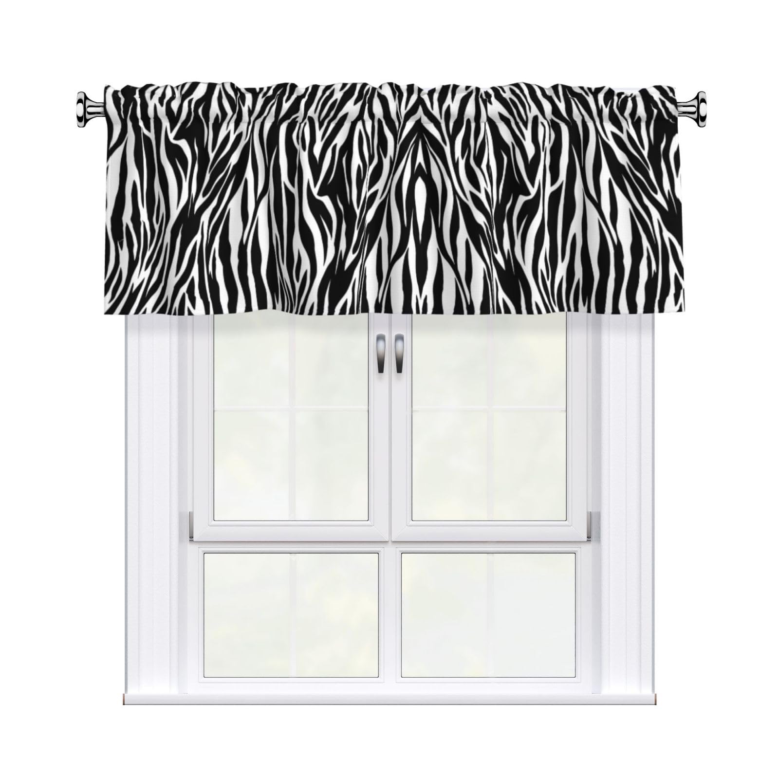 YYHHAOFA Zebra Print Prints Durable Kitchen Window Layer – 54x18 Inch 100% Polyester Valance with Precision Construction