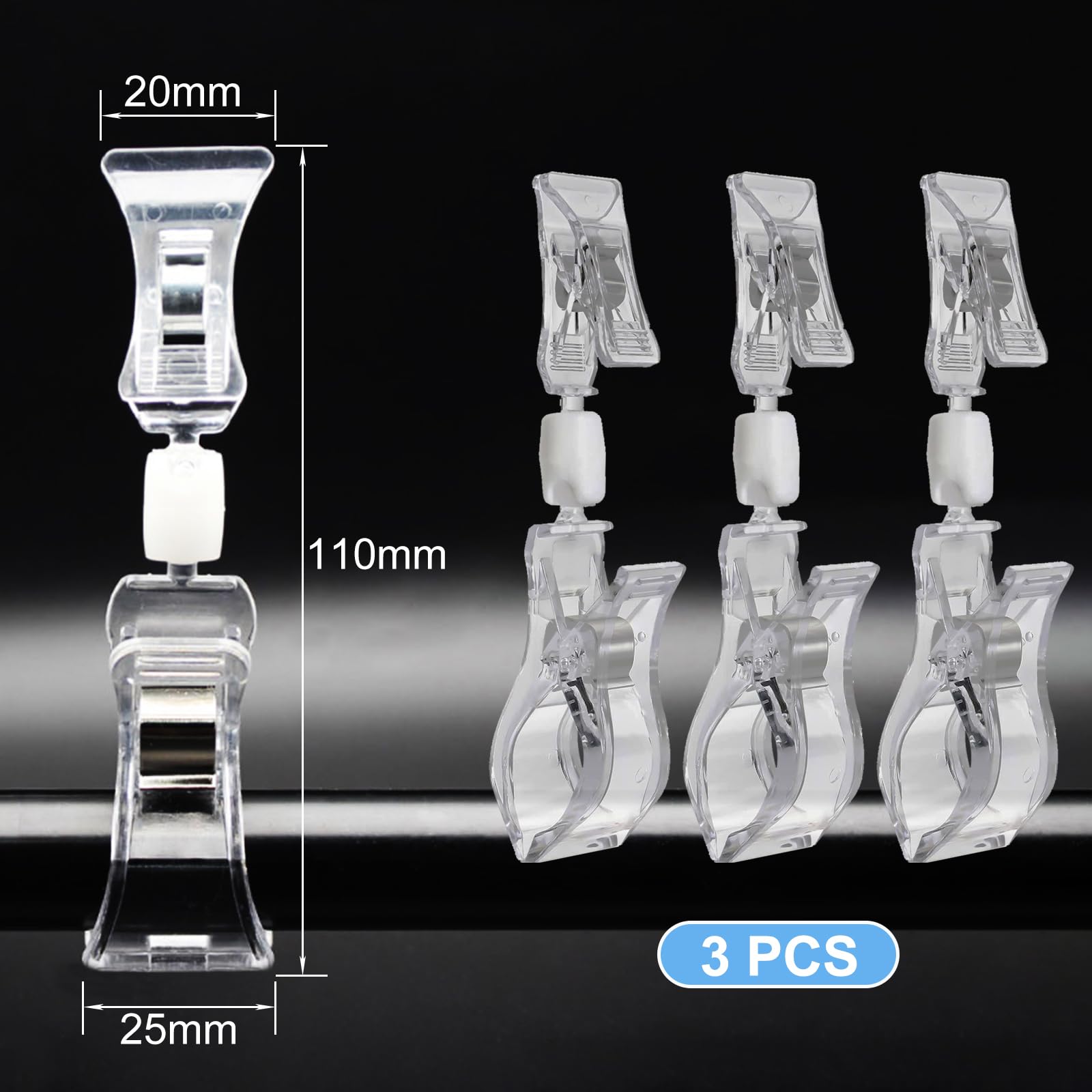 Porte-cartes D'étiquettes à Double Clips - Lot De 3 Grands