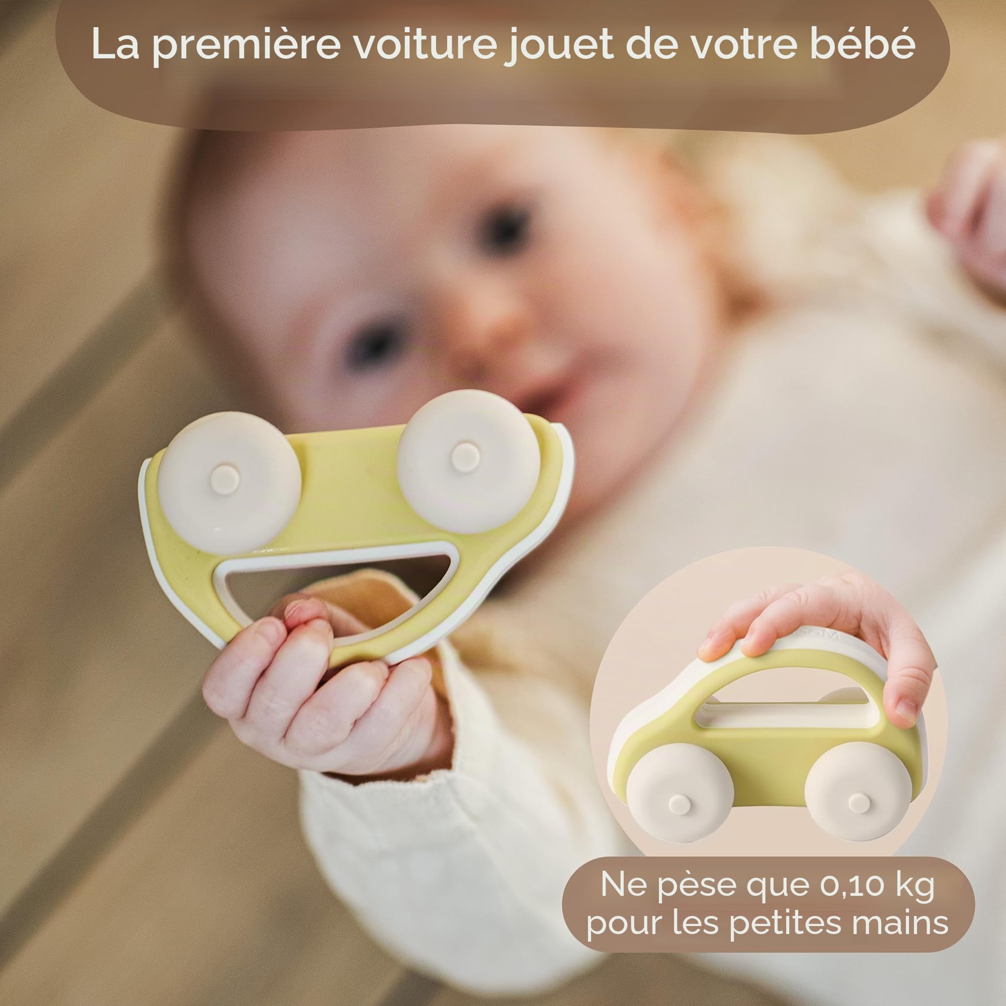 Moonkie Roll & Go Voiture Enfant, Lot de 3, Jouet Bebe pour 6 Mois+, Petites Voitures en Silicone Souple, Jouet Dentition Bébé, Voiture Bebe sans BPA, Cadeau Garcon &Fille,pour Noël & d'anniversaire