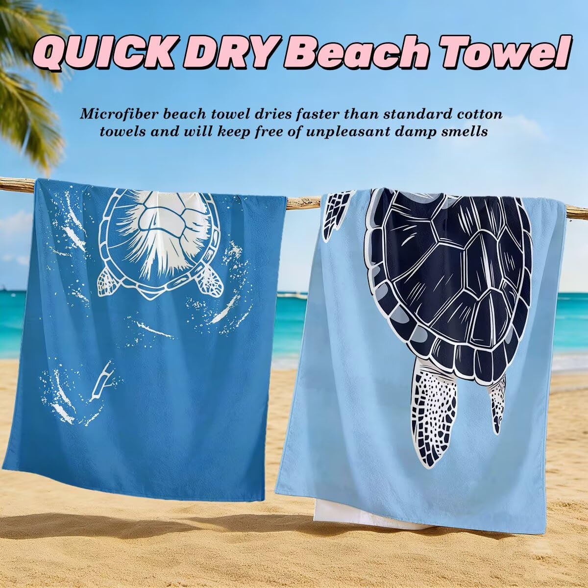Serviette de Plage XXL 70x140 cm, Lot de 2 Serviette de Bain Microfibre, Anti Sable Serviettes Plage, Séchage Rapide Drap de Bain pour Homme Femme, Portable Fine Serviettes pour Fitness (Simple) -4937