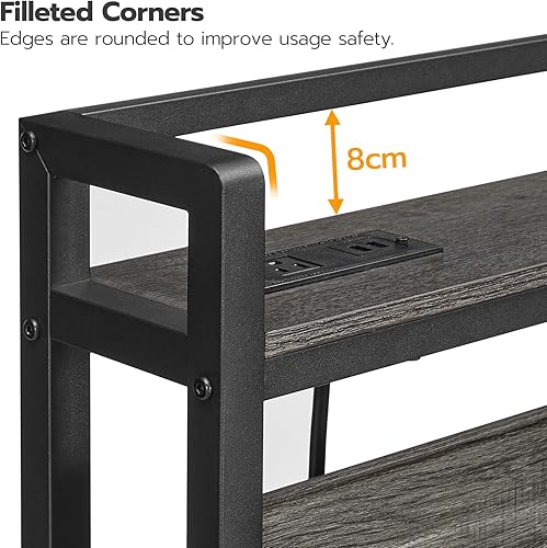 Miniatura 6 de HOOBRO Cabecera Tamaño Queen, Cabecera con 2 Tomacorrientes y 4 Puertos USB, Altura Ajustable, Estante de Almacenamiento, Resistente y Estable