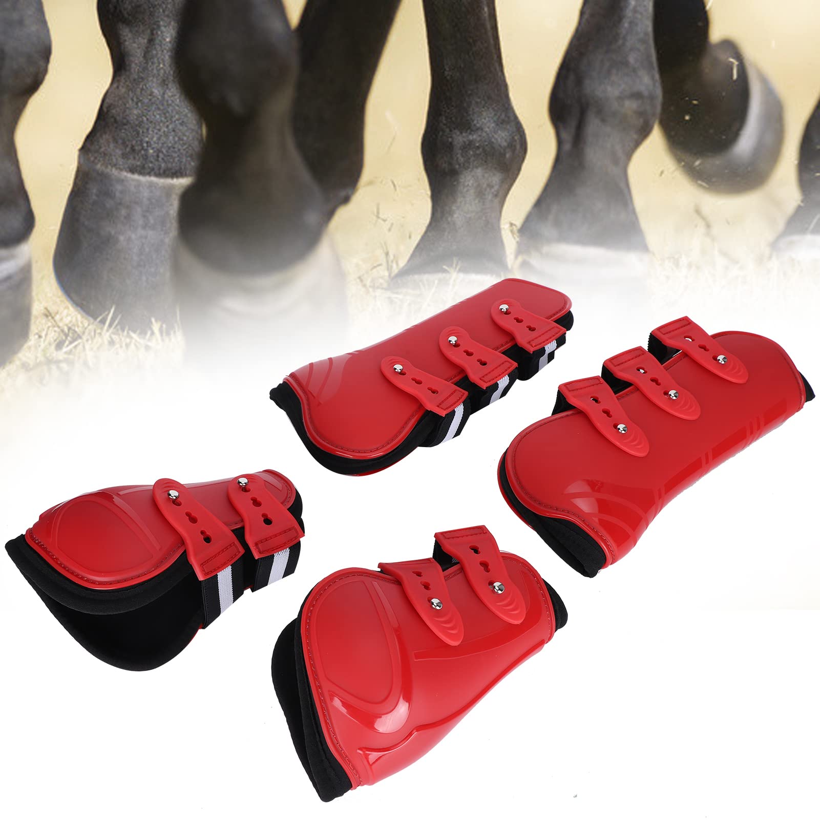 Protezione per Le Gambe del Cavallo a Ostacoli, Imbottitura Interna Morbida Ispessita con Guscio in PU, Protezioni per Le Gambe del Cavallo per Assorbire Gli Urti