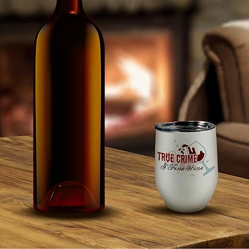 Miniatura 5 de True Crime and Fine Wine - Diseño de vino derramado de sangre regalo para fanático del crimen real un vaso de vino de acero inoxidable verde azulado