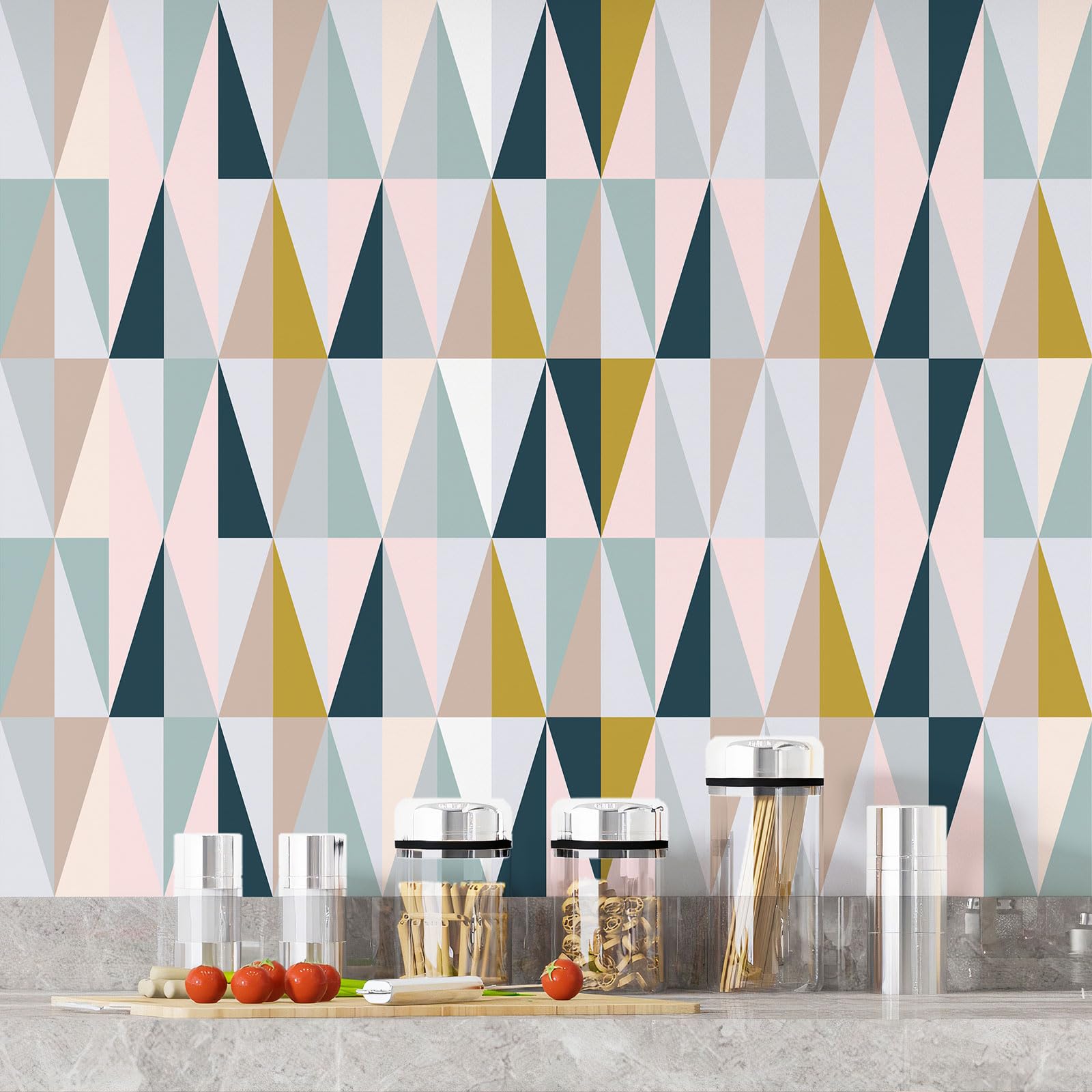 Lumalea Crédence/Adesivo da cucina, motivo geometrico 3617680481882, adesivo + protezione opaca, 90 x 90 cm
