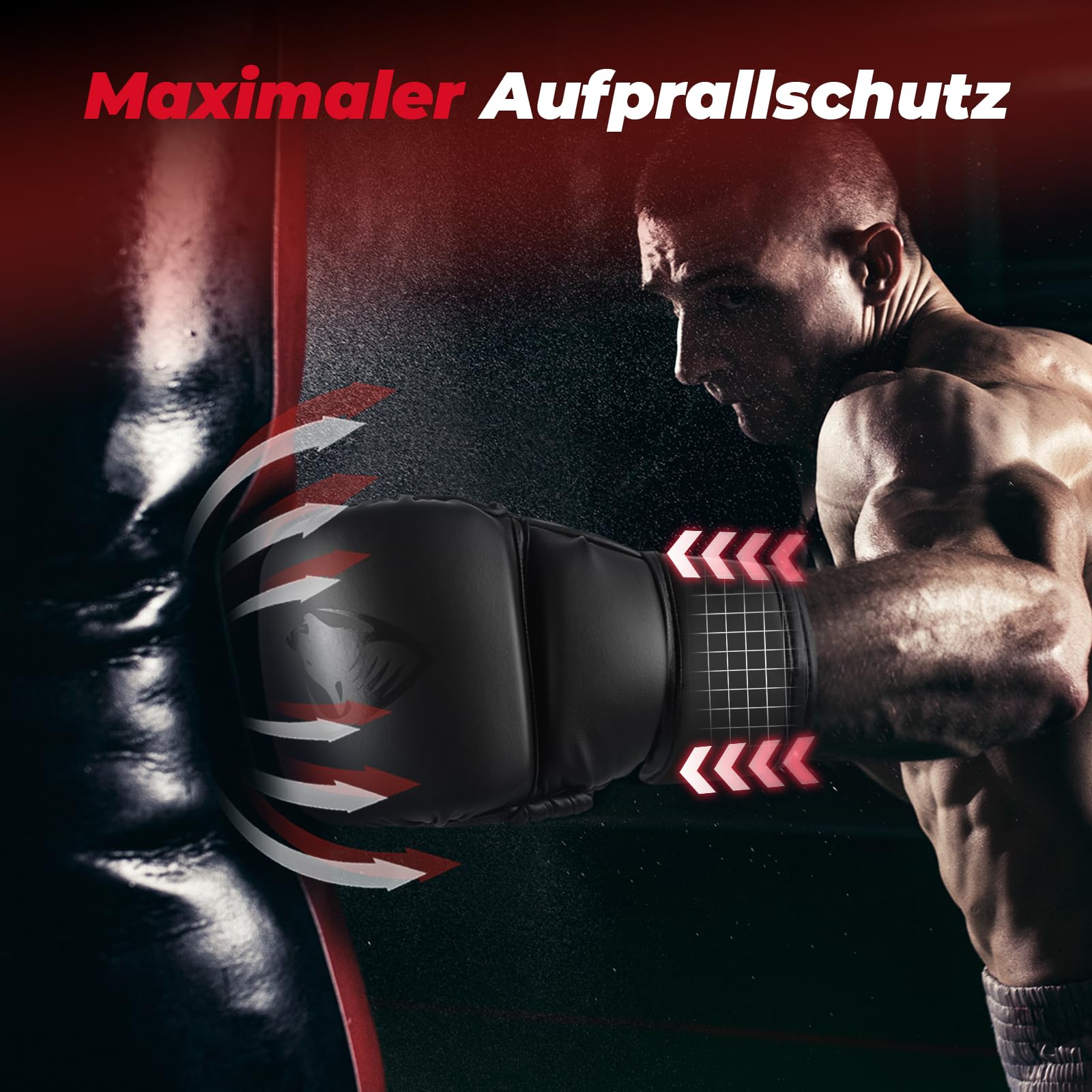 LIBERLUPUS MMA Handschuhe Sparring– Offene Handfläche für Sandsackhandschuhe, Kickboxen, Boxsack Training – Strapazierfähiges Kunstleder mit Handgelenkstütze