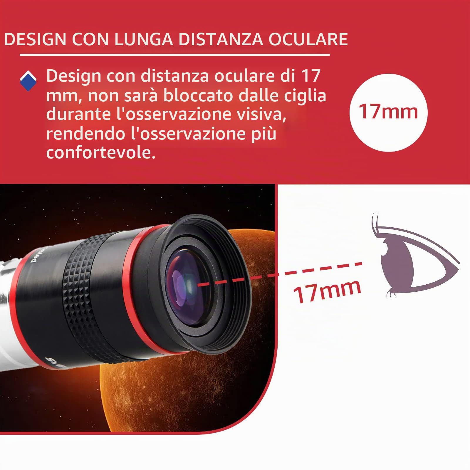Svbony Oculare Telescopio da 6 mm, Oculare Grandangolare da 68°, Planetario Oculares 1,25", Accessori per Telescopi Astronomici con Lente FMC, per L'osservazione dei Pianeti Della Luna